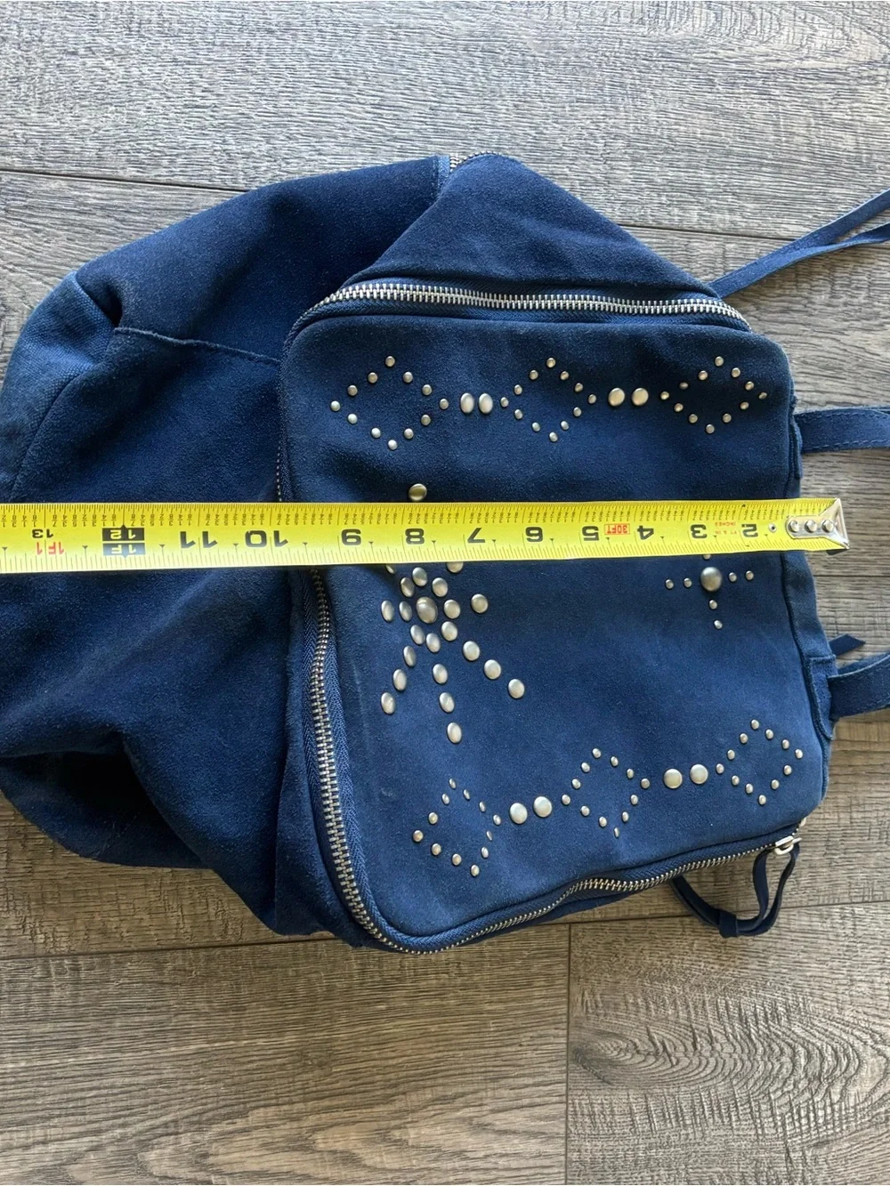 Free People Navy Studded Suede like Backpack